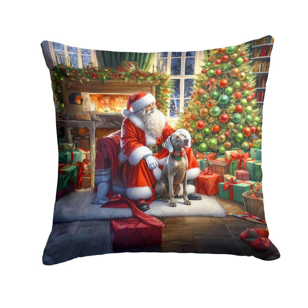 Weimaraner and Santa Claus Throw Pillow