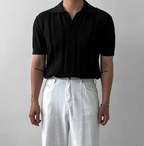 Mesh Knit Short-Sleeve Polo Tee