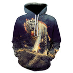 Tiger Digital Print Hooded Sweatshirt (Loose Fit) | Streetwear