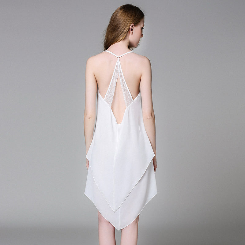 Satin Lace Nightgown with Spaghetti Straps for Women
