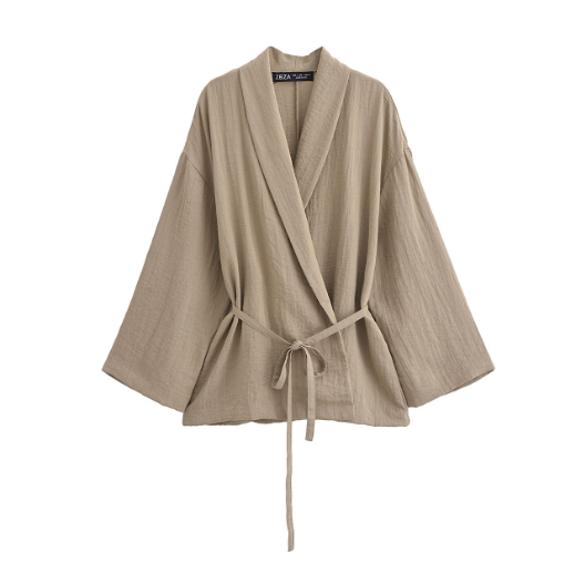 Spring Bow Double Opening Kimono Coat Pajama Style (One)