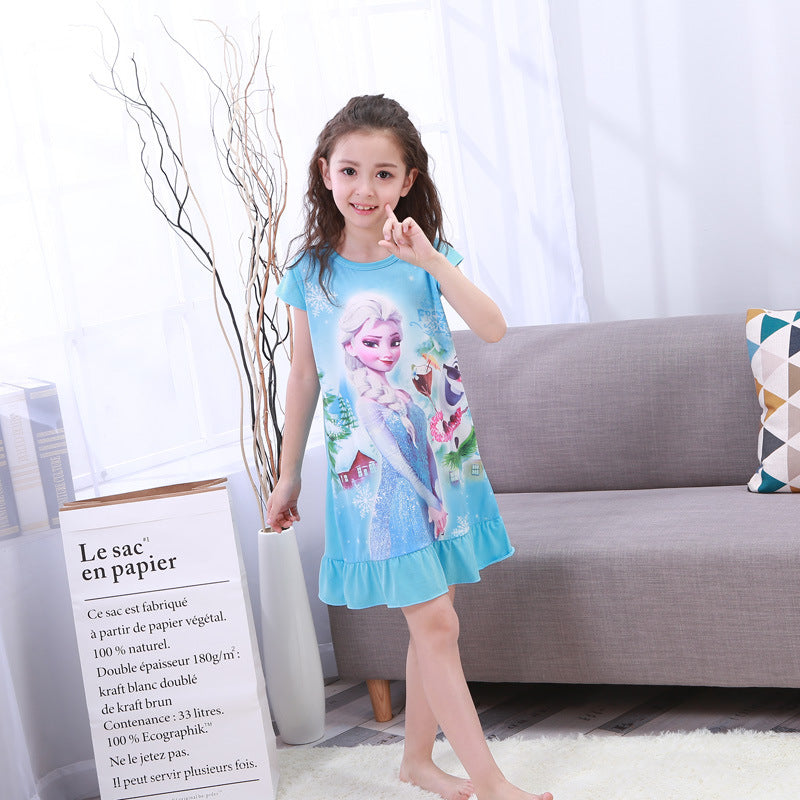 Summer Girls' Cotton Nightgown - Frozen Dress