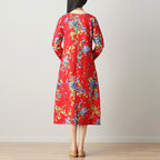 Cotton Linen Dress, Ethnic Style Mid-Length Dress