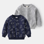 Cute Boy's Blue Grey Long Sleeve Pullover Sweatshirt | Streetwear