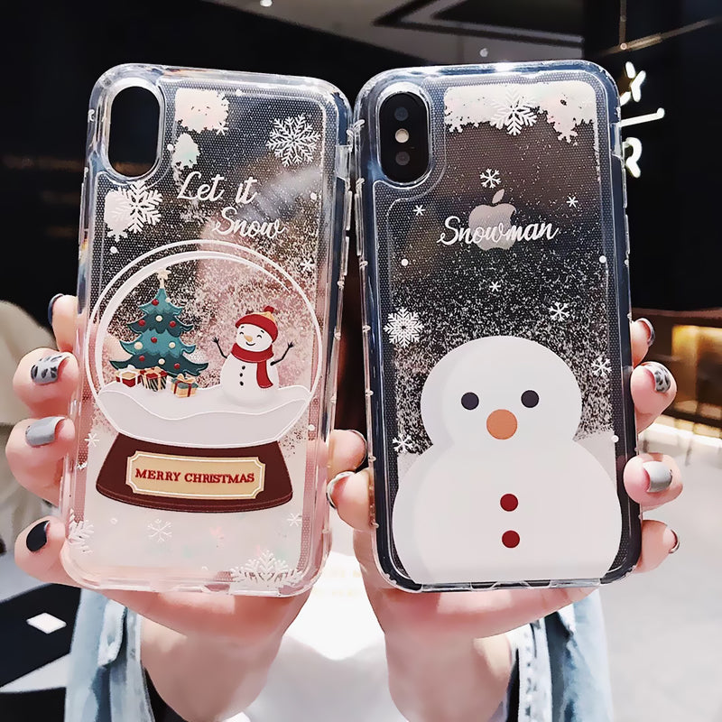 Snowflake Liquid Sand Christmas Phone Case | Protective Cover