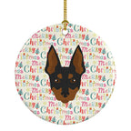 English Toy Terrier Merry Christmas Ceramic Ornament