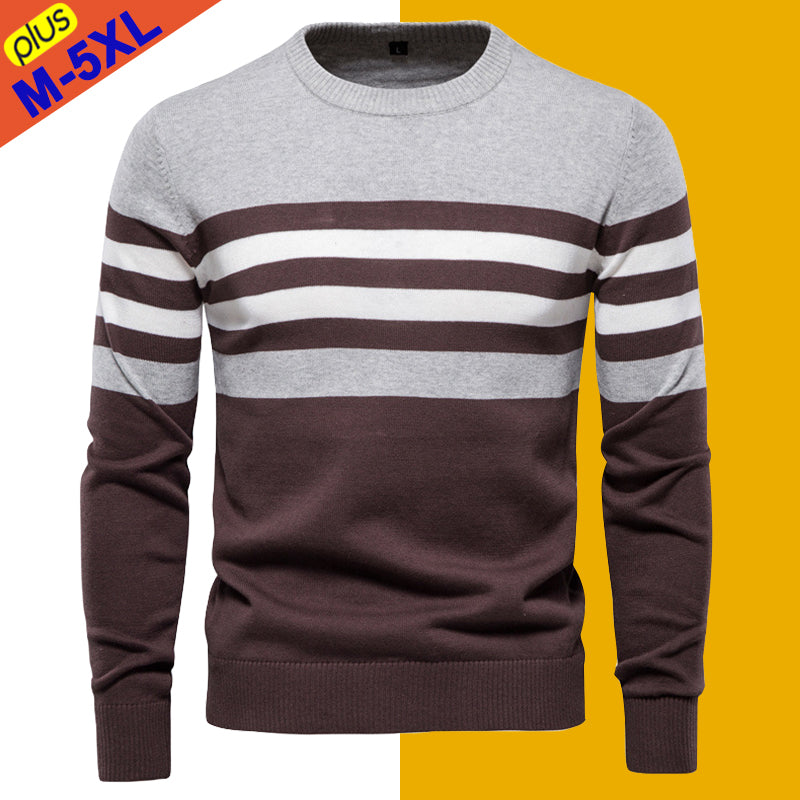 Men's Cotton Striped Pullover Sweater - Plus Size 5XL | Streetwear