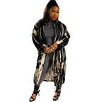 Women's Printed Long Trench Coat with Zipper