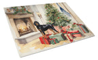 Black and Tan Coonhound Cozy Christmas Glass Cutting Board