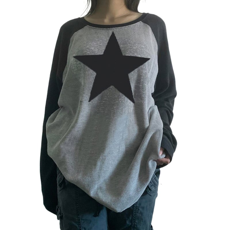 Casual Long Sleeve Star Top Fashion Sweatshirt | Streetwear