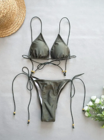 Tie-Side String Bikini Set
