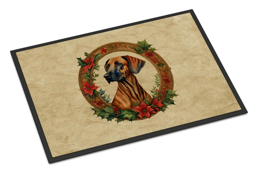 Rhodesian Ridgeback Christmas Flowers Doormat