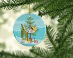 Butterfly Fish Merry Christmas Ceramic Ornament