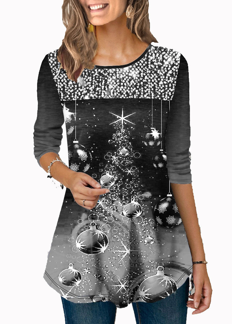 Fashion Christmas Print Crew Neck Tee | Streetwear