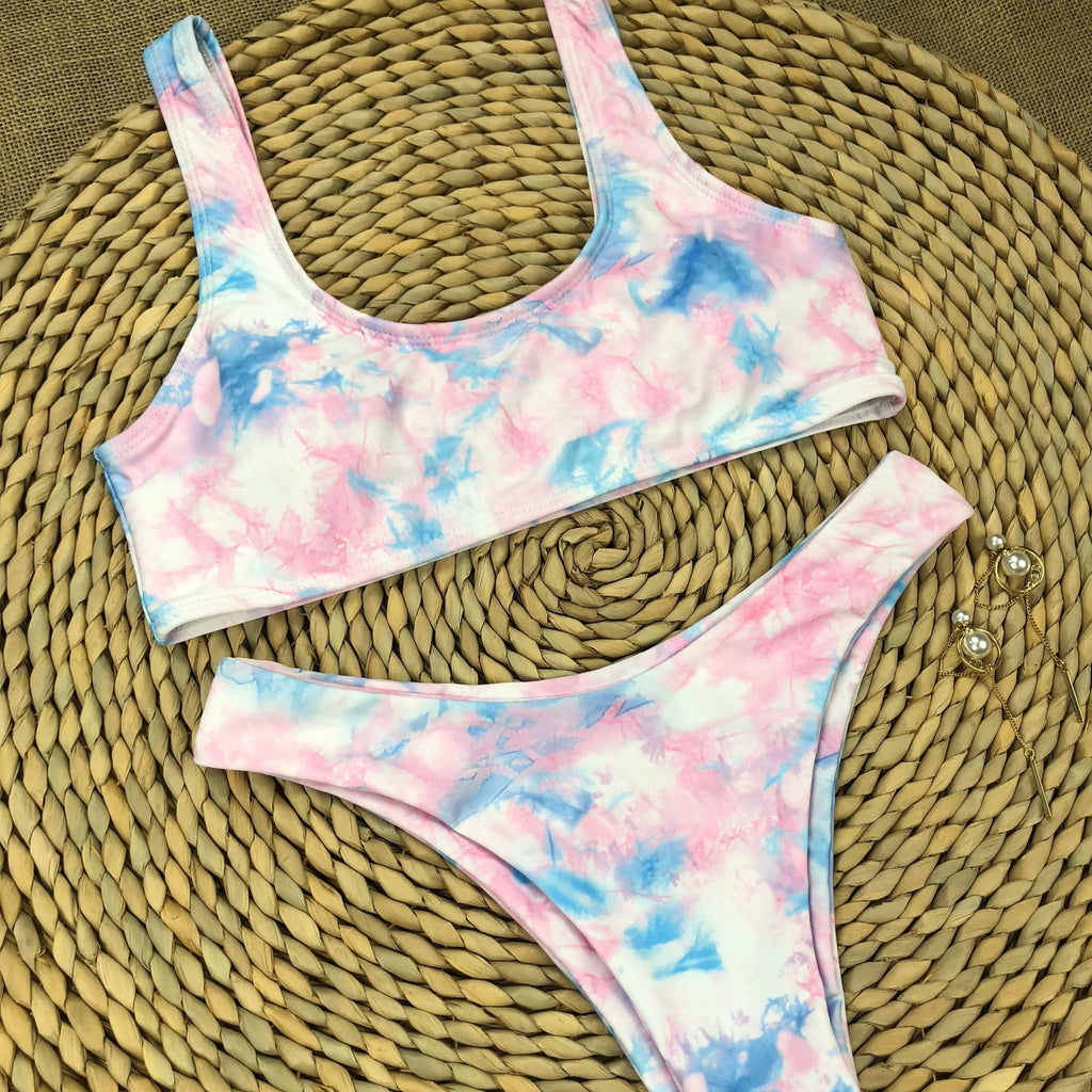 2020 Women's Colorful Tie-Dye Bikini Two-Piece Set