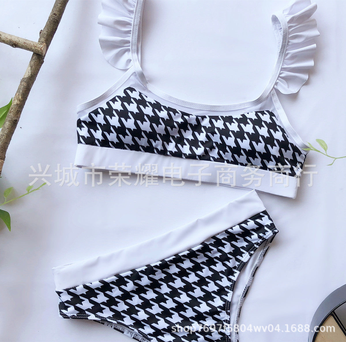 2022 Women's Houndstooth Bikini Swimsuit Set