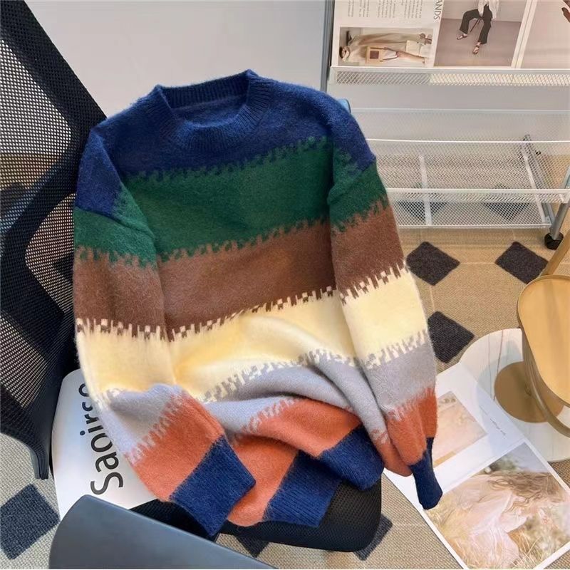2023 Autumn Winter Women's Loose Fit Striped Sweater
