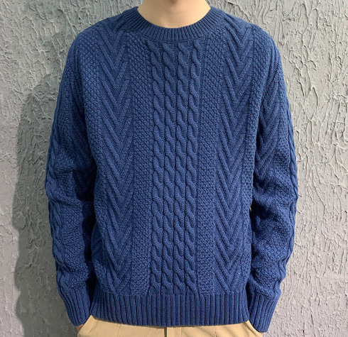 Men's Thick Yarn Knitted Sweater with Twists