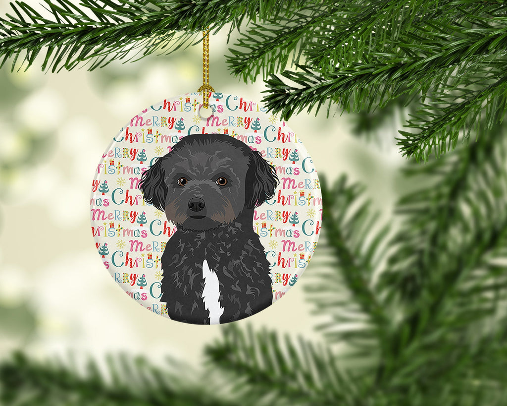 Doodle Black and White #1 Christmas Ceramic Ornament