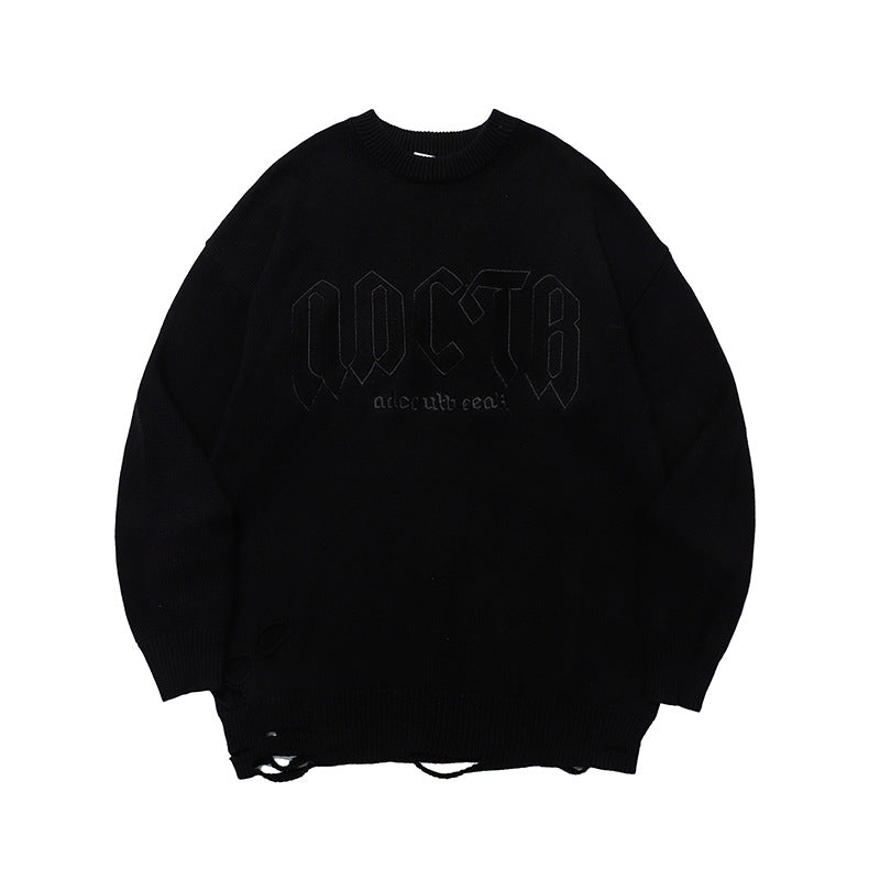 Vintage High Street Washed Split Sweater for Men