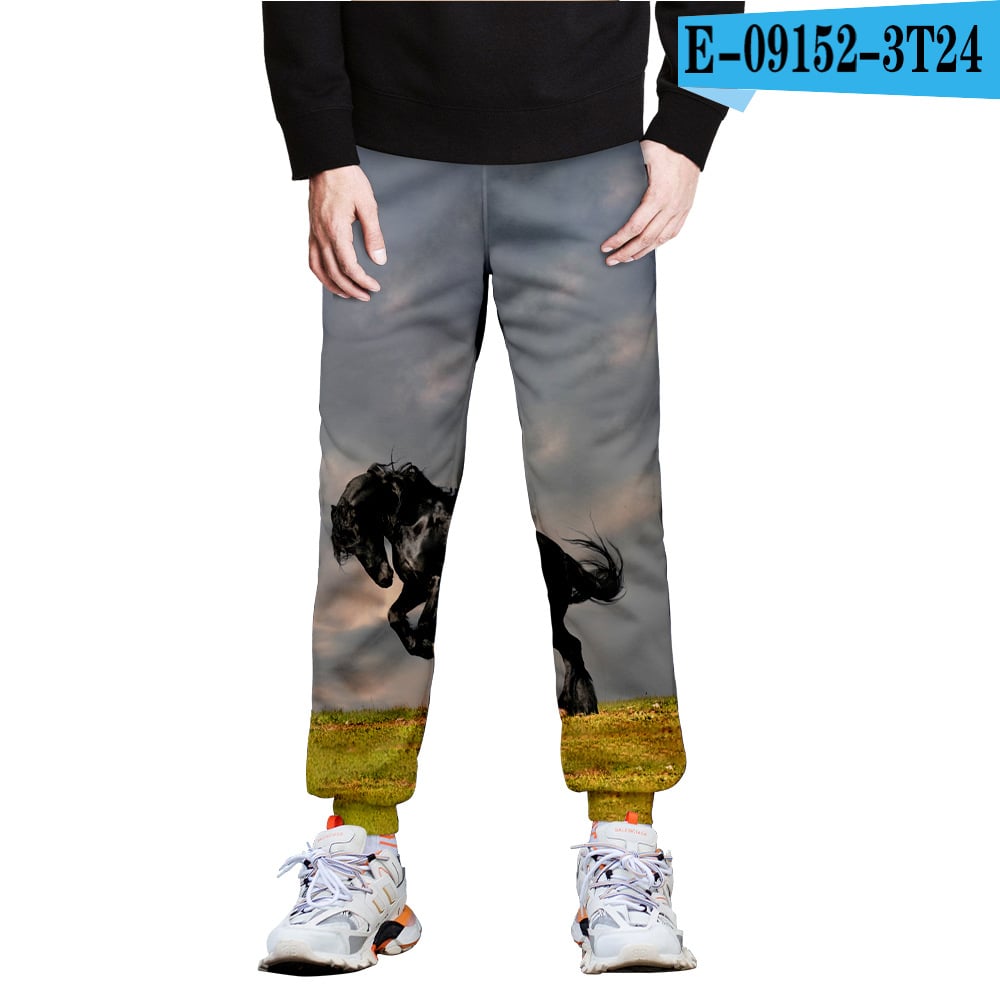 Horse 3D Full-Frame Image Fleece Trousers