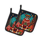 Boxer Christmas Pair of Pot Holders