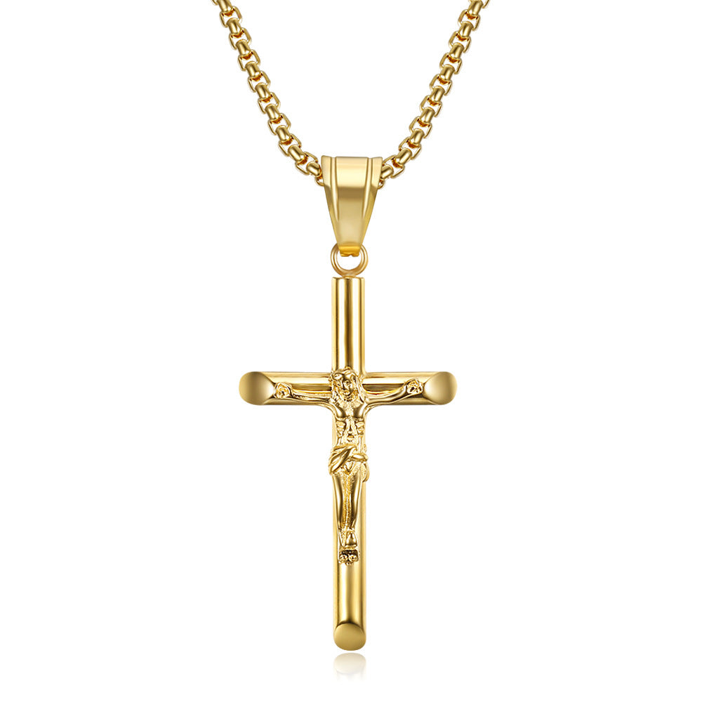 [Duplicate] Hip Hop Titanium Steel Crucifix Pendant Necklace