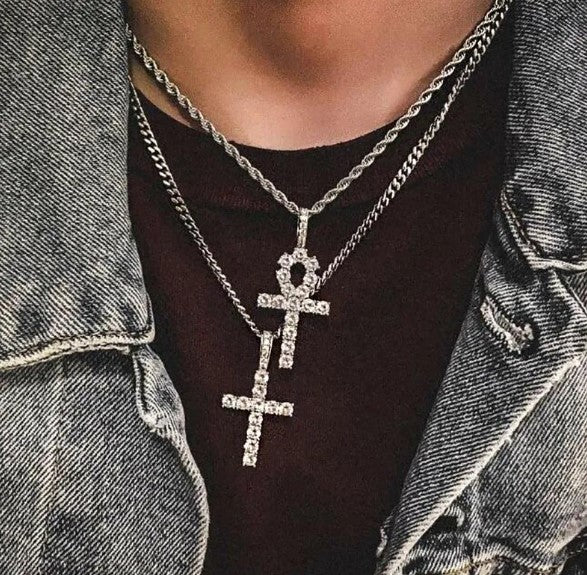 Iced Ankh Cross Necklace