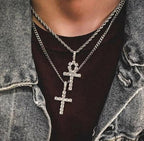 Iced Ankh Cross Necklace