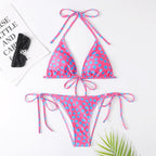 Dot Print Triangle Tie-Side Bikini Set