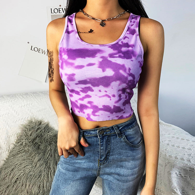 2020 Women's Backless Crop Top - Tie-Dye Design