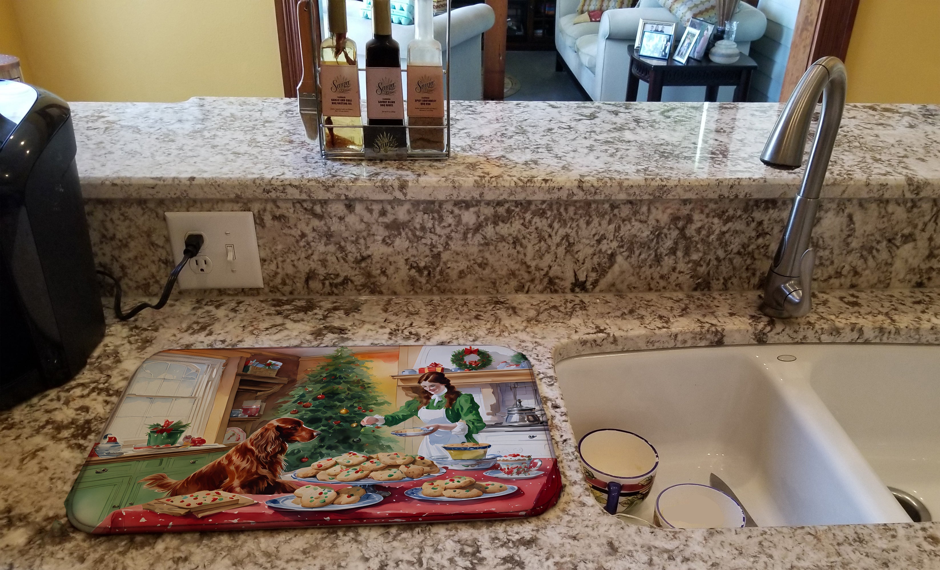 Irish Setter Christmas Cookies Dish Drying Mat