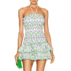 Embroidered Cut-out Ruffled Tube Top Dress for Slimming