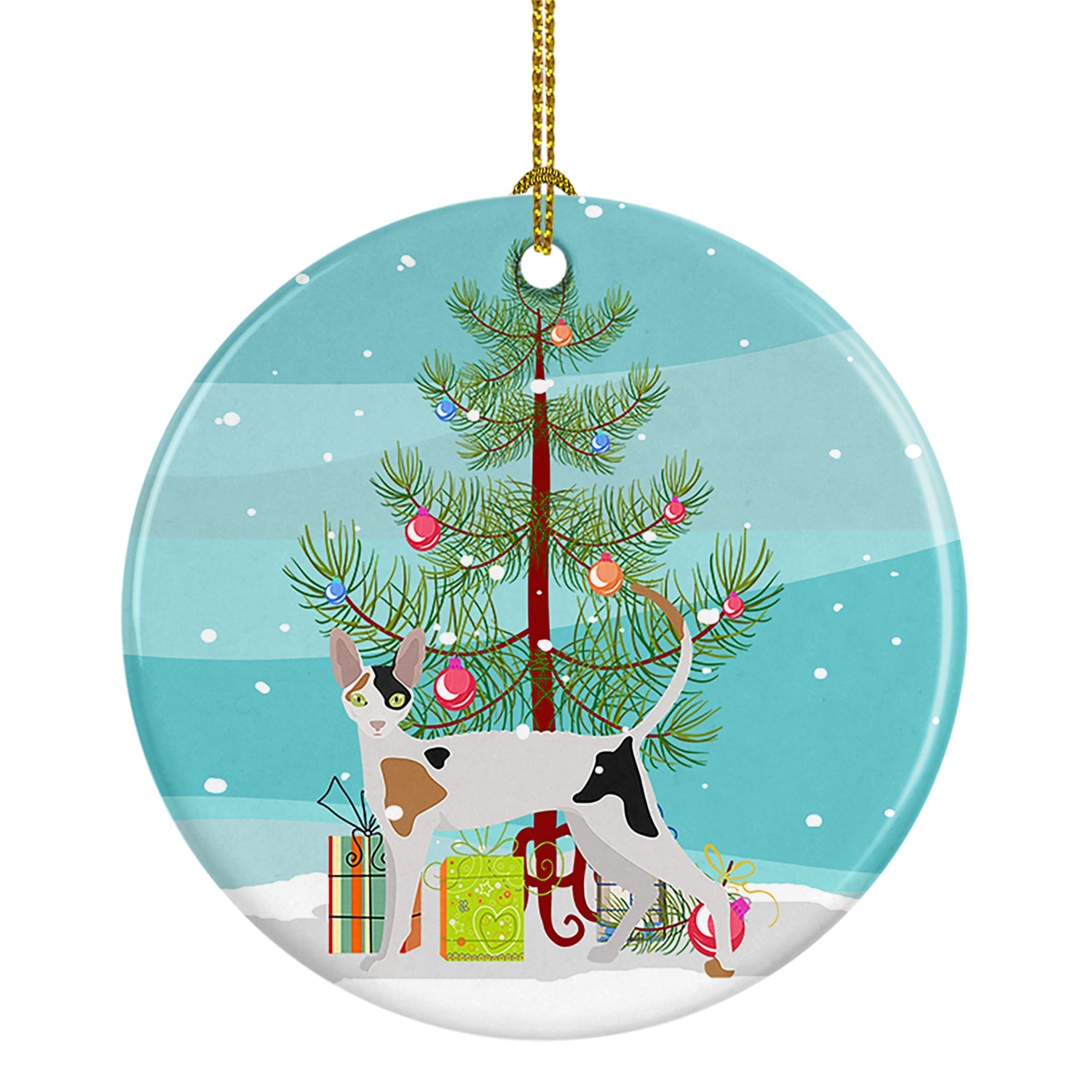 Cornish Rex Cat Christmas Ceramic Ornament