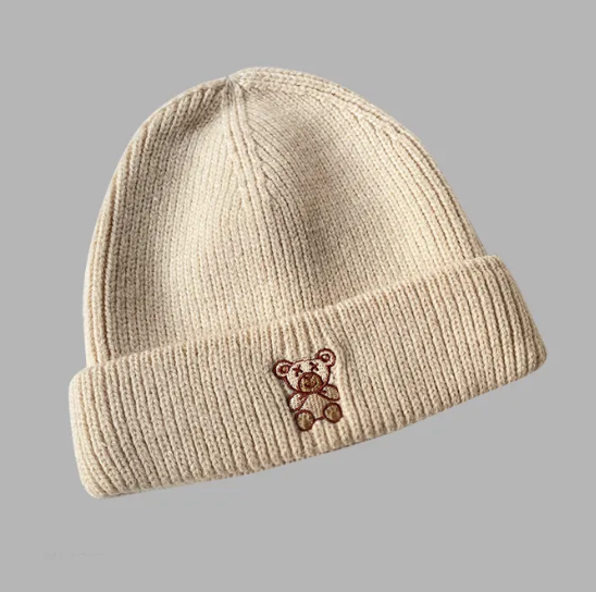 All-Match Bear Knit Hat | Embroidered Cap