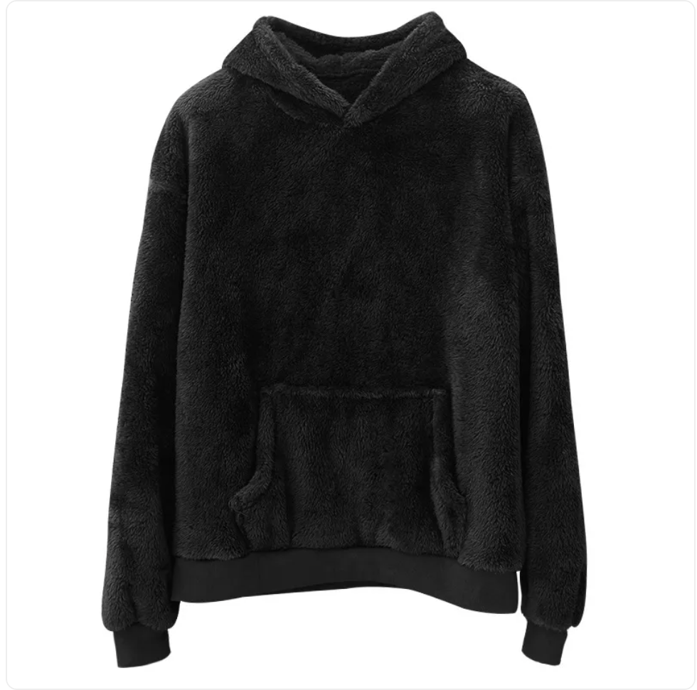 Men's Velvet Hooded Sweatshirt - Plush & Reversible with Pockets | Streetwear