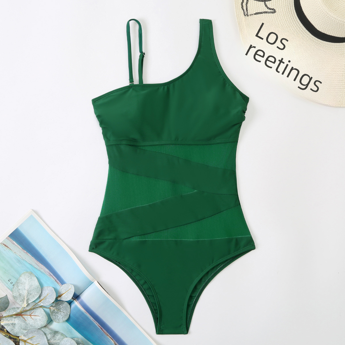 2022 New Women's Mesh One-Piece Swimsuit with Straps
