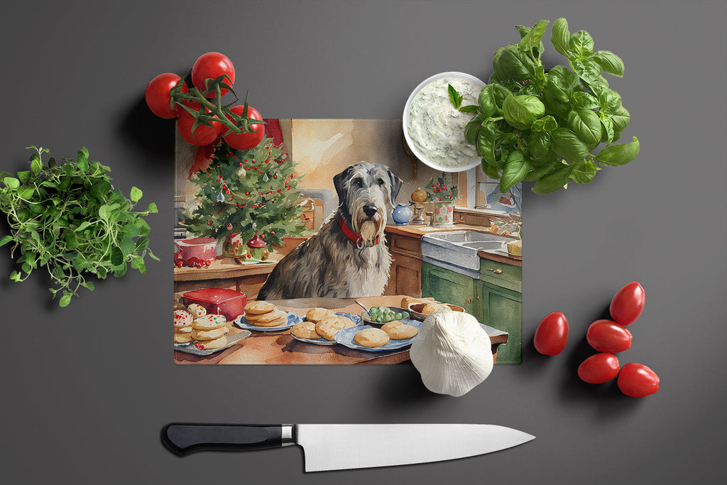Irish Wolfhound Christmas Cookies Glass Cutting Board