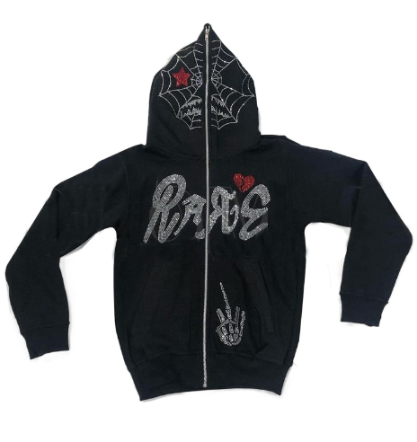 Hot Printed Hooded Cardigan with Zipper