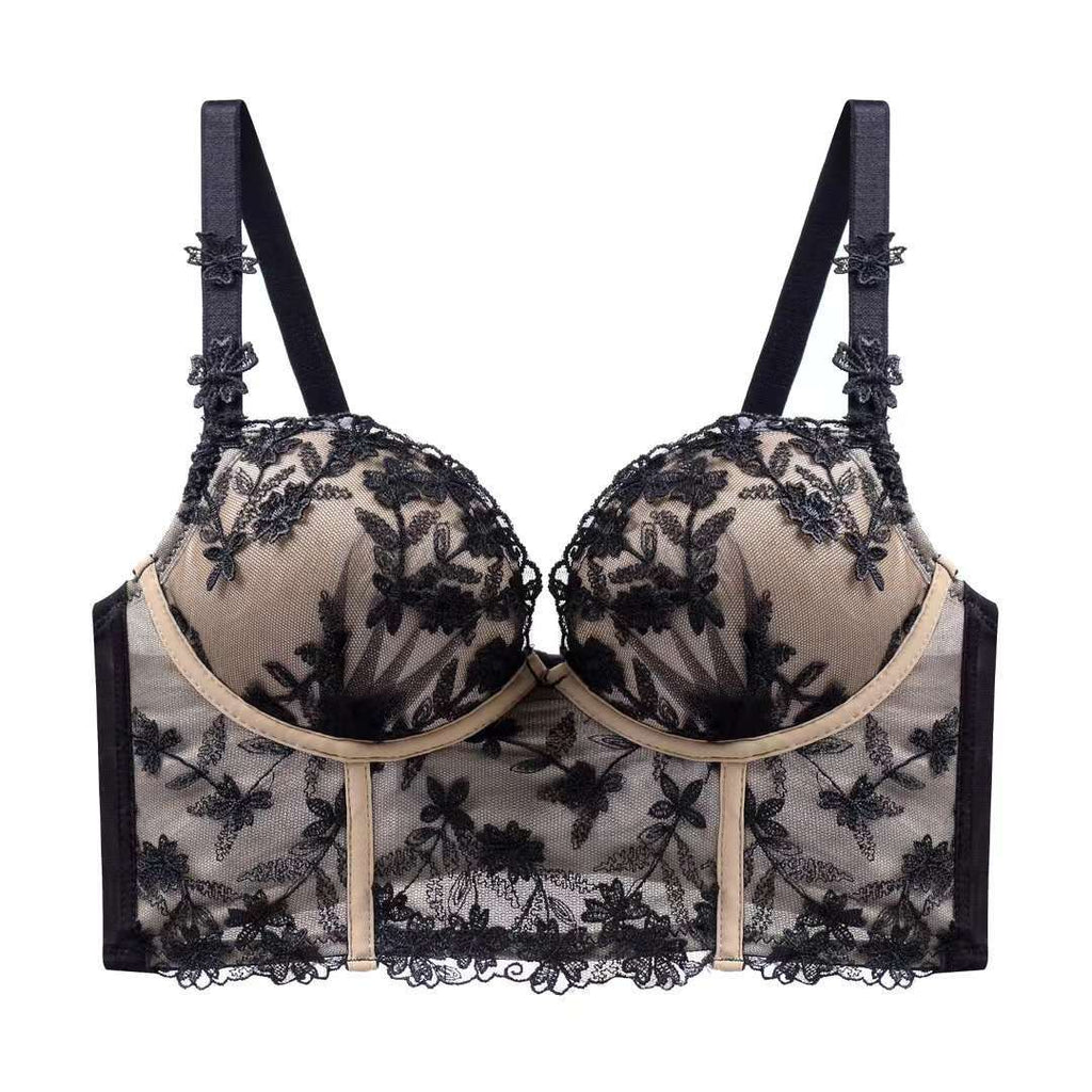 French Vintage Embroidered Lace Bralette for Women