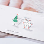 Enamel Stud Earrings - Cute Christmas Reindeer Design