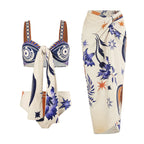 2024 High Waist Bikini Set with Chiffon Skirt