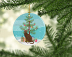 Havana Brown Cat Christmas Ceramic Ornament