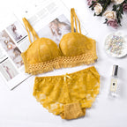 Lace Trim Bra Set with Wireless Design for Women