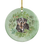 Rottweiler Christmas Wreath Ceramic Ornament