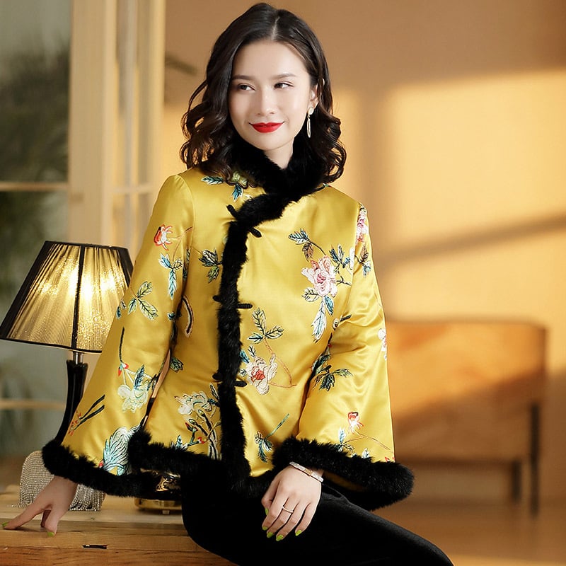 Women's Stand Collar Clip Cotton Wool Jacket