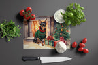 Miniature Pinscher Cozy Christmas Glass Cutting Board