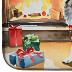 Norwegian Elkhound Cozy Christmas Dish Drying Mat