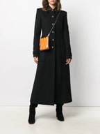 Slim Woolen Coat with Large Patch Pockets