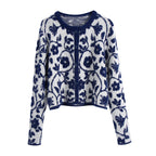 Floral Jacquard Knitted Sweater for Women